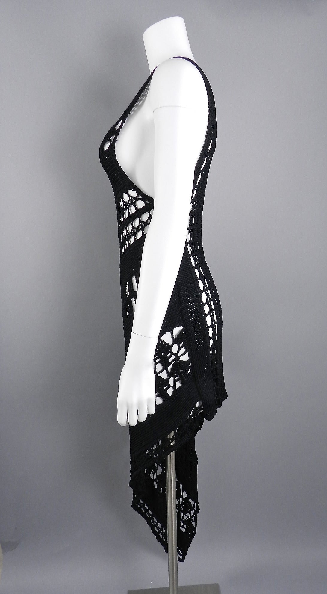 Black 1990's Yohji Yamamoto Knit Asymmetrical Dress For Sale