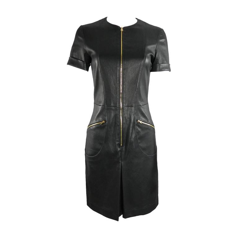 Louis Vuitton Black Stretch Leather Dress with Gold Zippers at 1stDibs | louis  vuitton leather dress