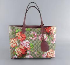 GUCCI GG blooms burgundy reversible Tote Bag