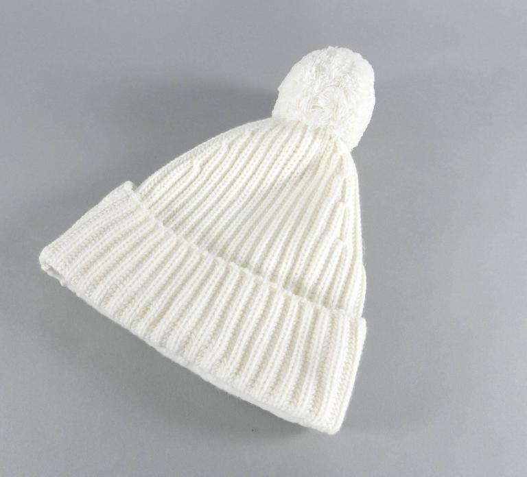 Chanel Winter White Knit Toque Hat - Cashmere at 1stDibs