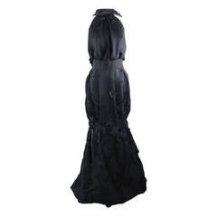 Nina Ricci 12P Black Embellished Silk Halter Gown
