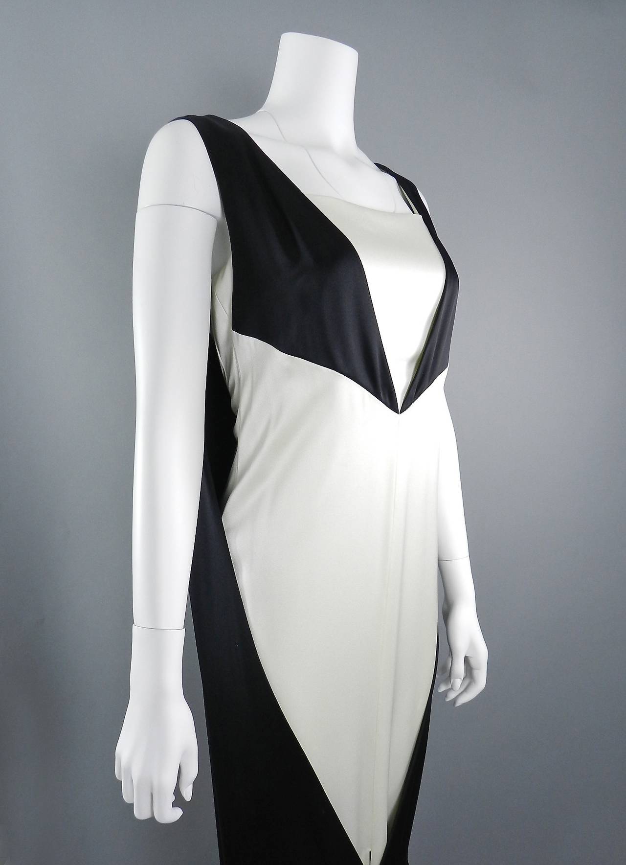 Chanel 10C Runway Black and Ivory Silk Gown 3