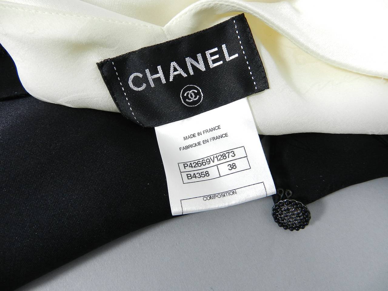 Chanel 10C Runway Black and Ivory Silk Gown 5