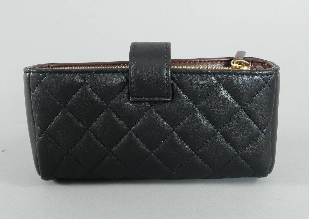 Chanel Small Quilted Leather Clutch In Excellent Condition In Toronto, ON