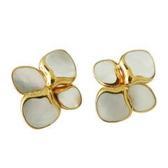 Angela Cummings Tiffany and Co.  Gold Mother of Pearl Earrings