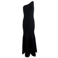 Chanel Long Black Stretch Jersey One Shoulder Gown