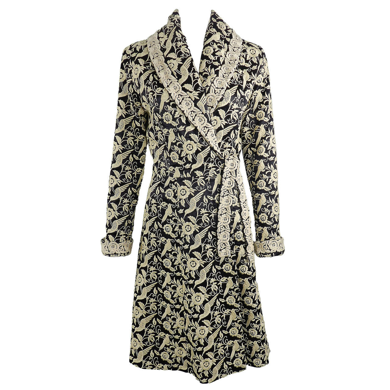 OMO Norma Kamali 1920's Style Embroidered Piano Shawl Coat