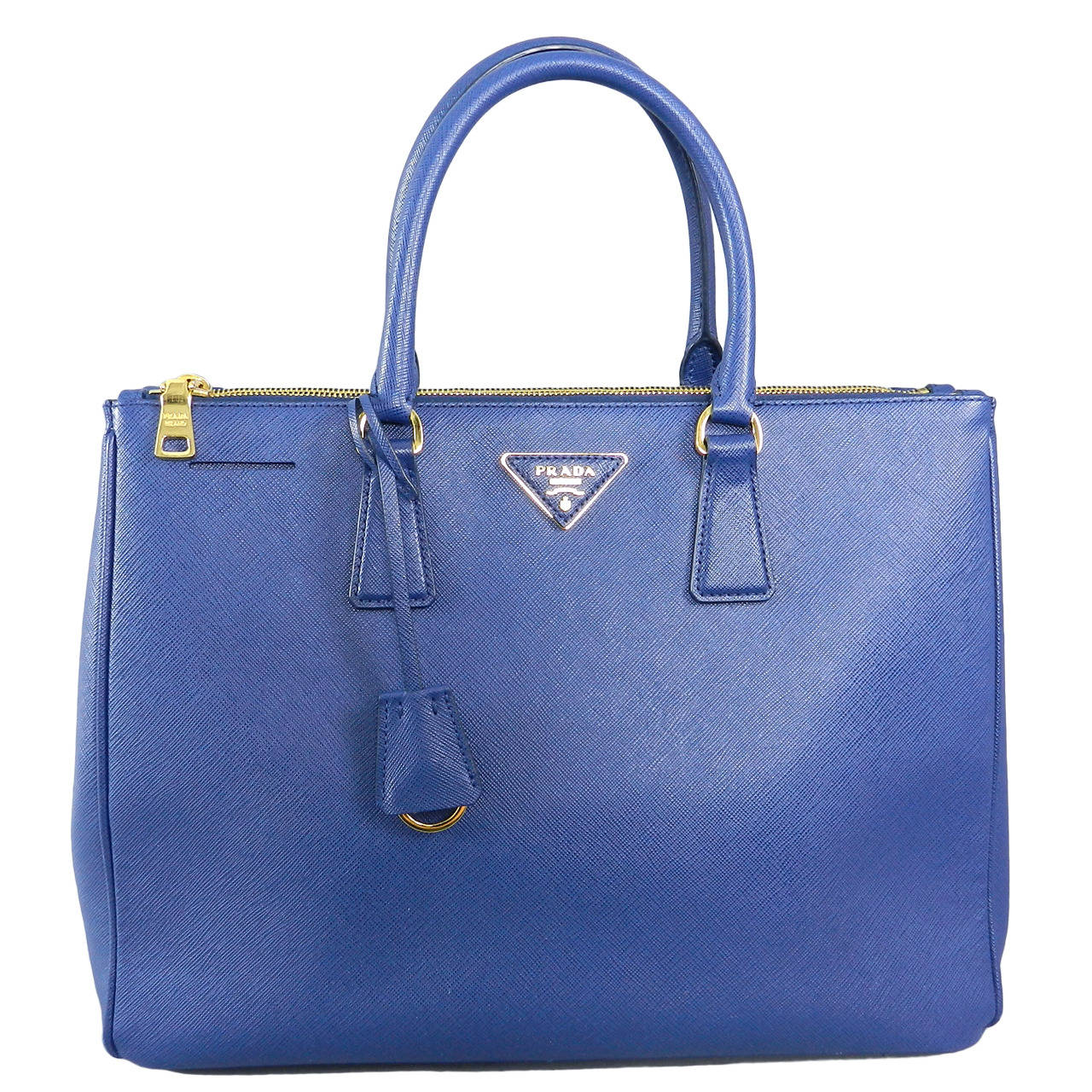 Prada Blue Saffiano Lux Double Zip Executive Tote at 1stDibs