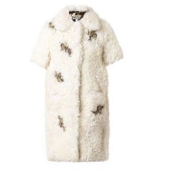 Erdem Fall 2014 Anouk Rhinestone Jeweled Shearling Runway Coat 9