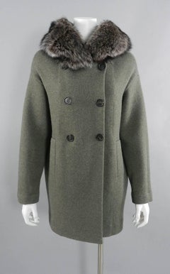 Brunello Cucinelli Cashmere Knit Sweater Coat with Fox Fur Hood