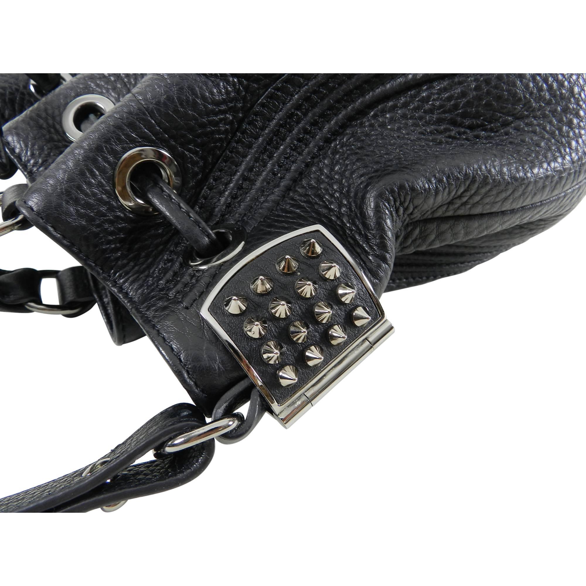 Christian Louboutin Black Leather Drawstring Studded Bag 2