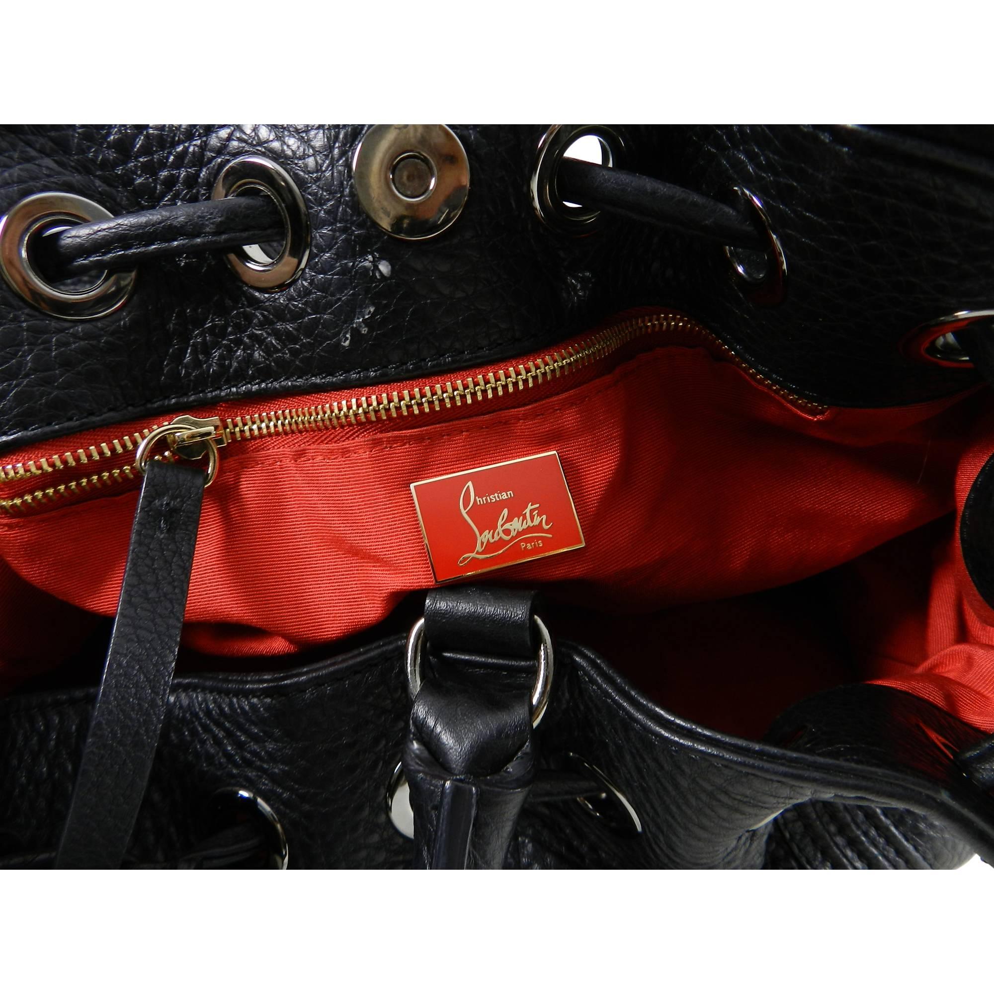Christian Louboutin Black Leather Drawstring Studded Bag 4