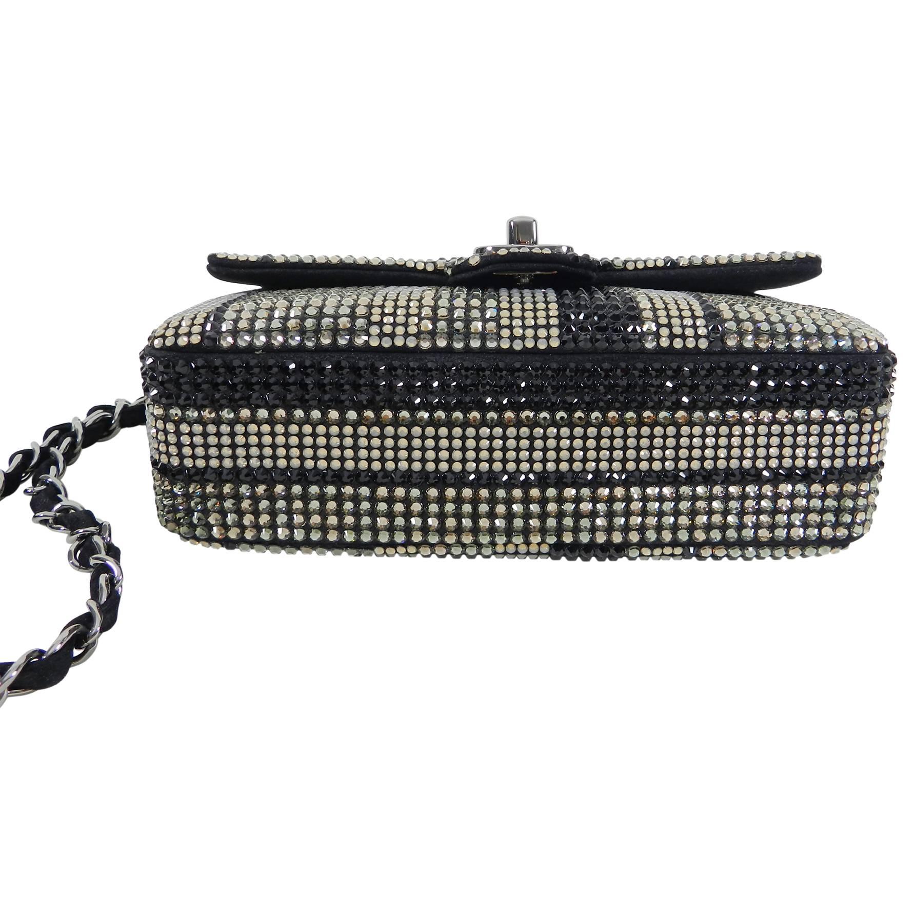 Black Chanel Strass swarovski crystal Mini Flap Bag