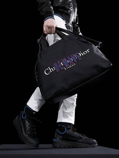 Christian Dior Homme Pre-fall 2017 New Wave Black Nylon Zip Top Tote Bag
