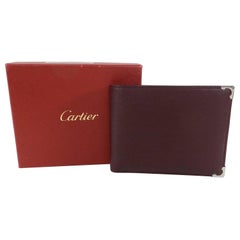 Cartier Burgundy bifold Wallet with Silver Corner Caps