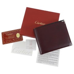 Cartier Burgundy bifold Wallet with Silver Corner Caps 