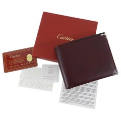 Cartier Burgundy bifold Wallet with Silver Corner Caps
