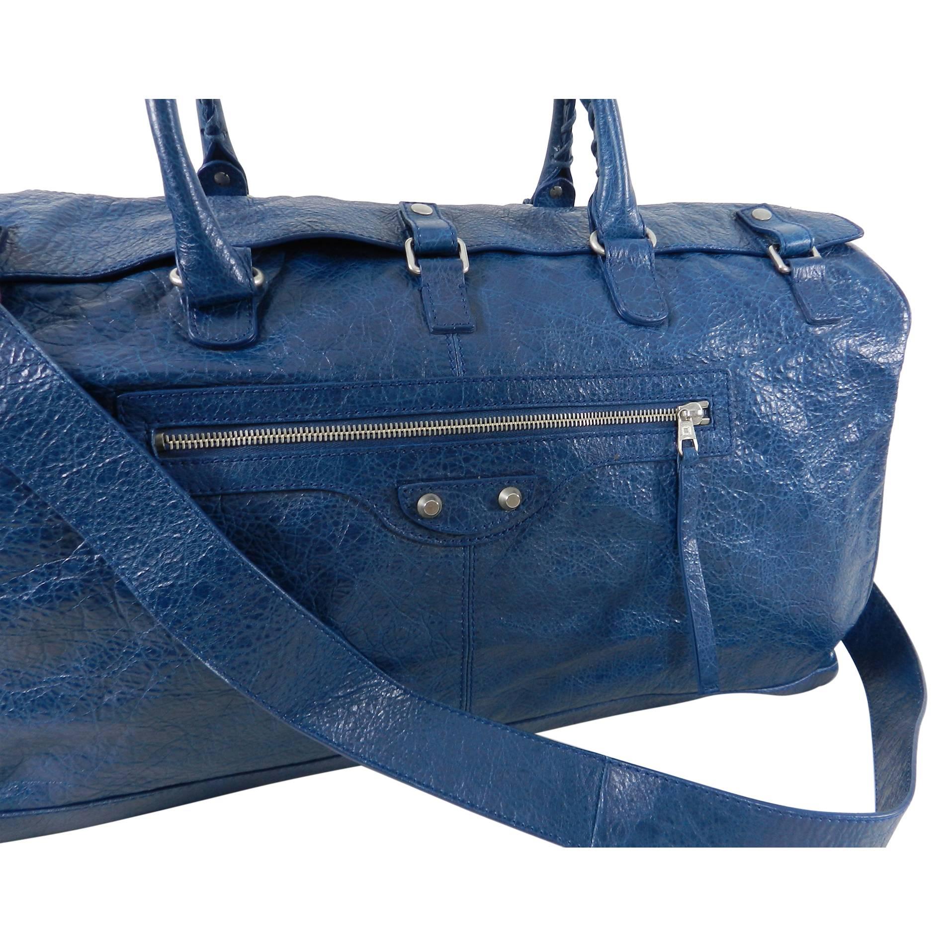 Balenciaga City Blue Giant Weekender Overnight Duffle Bag In Excellent Condition In Toronto, ON