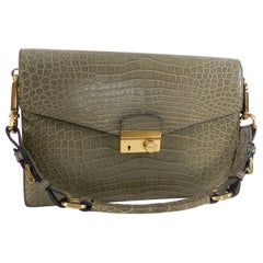 Prada Crocodile Sound Bag with Matte Gold Hardware