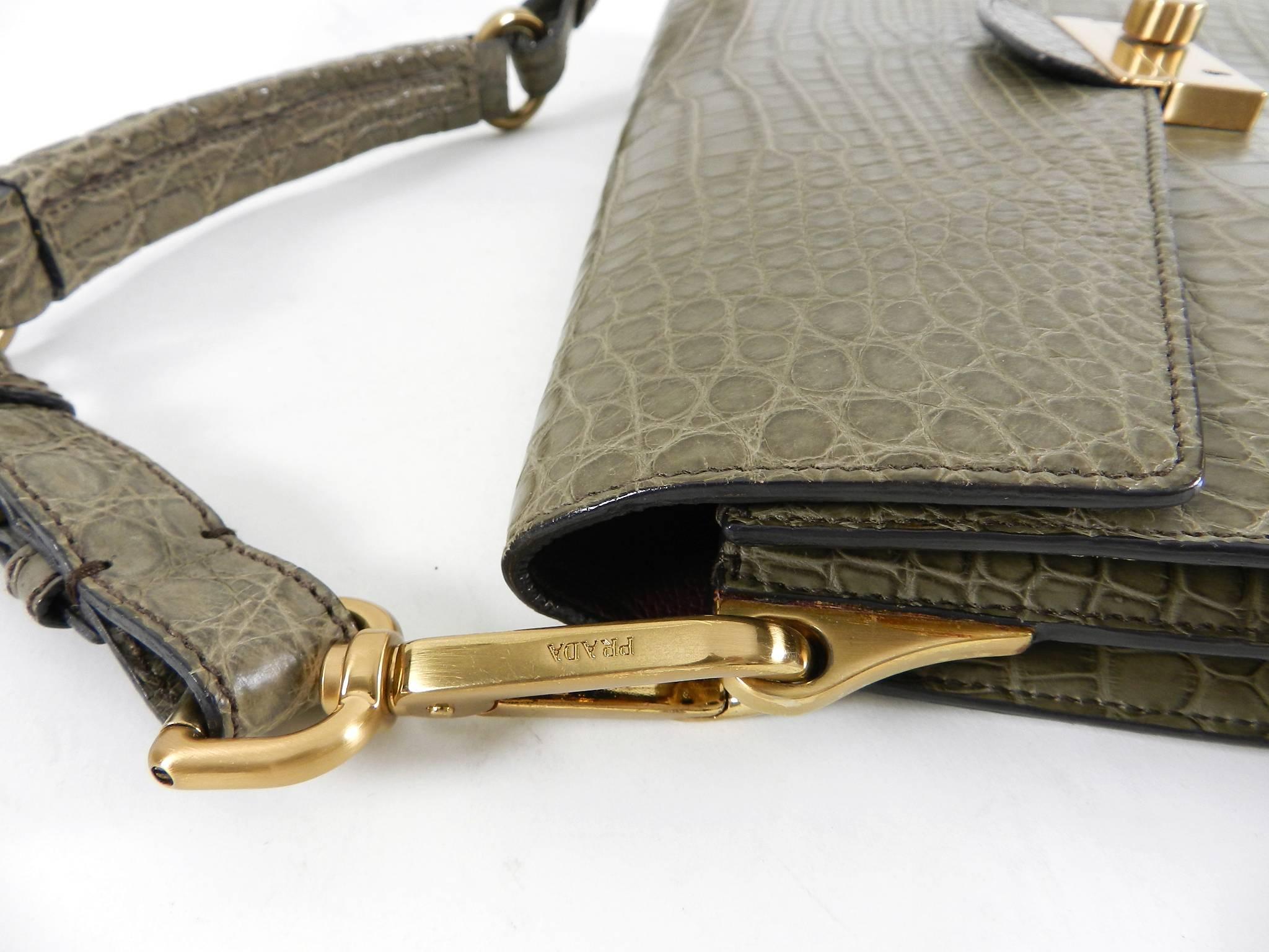 Prada Crocodile Sound Bag with Matte Gold Hardware 1