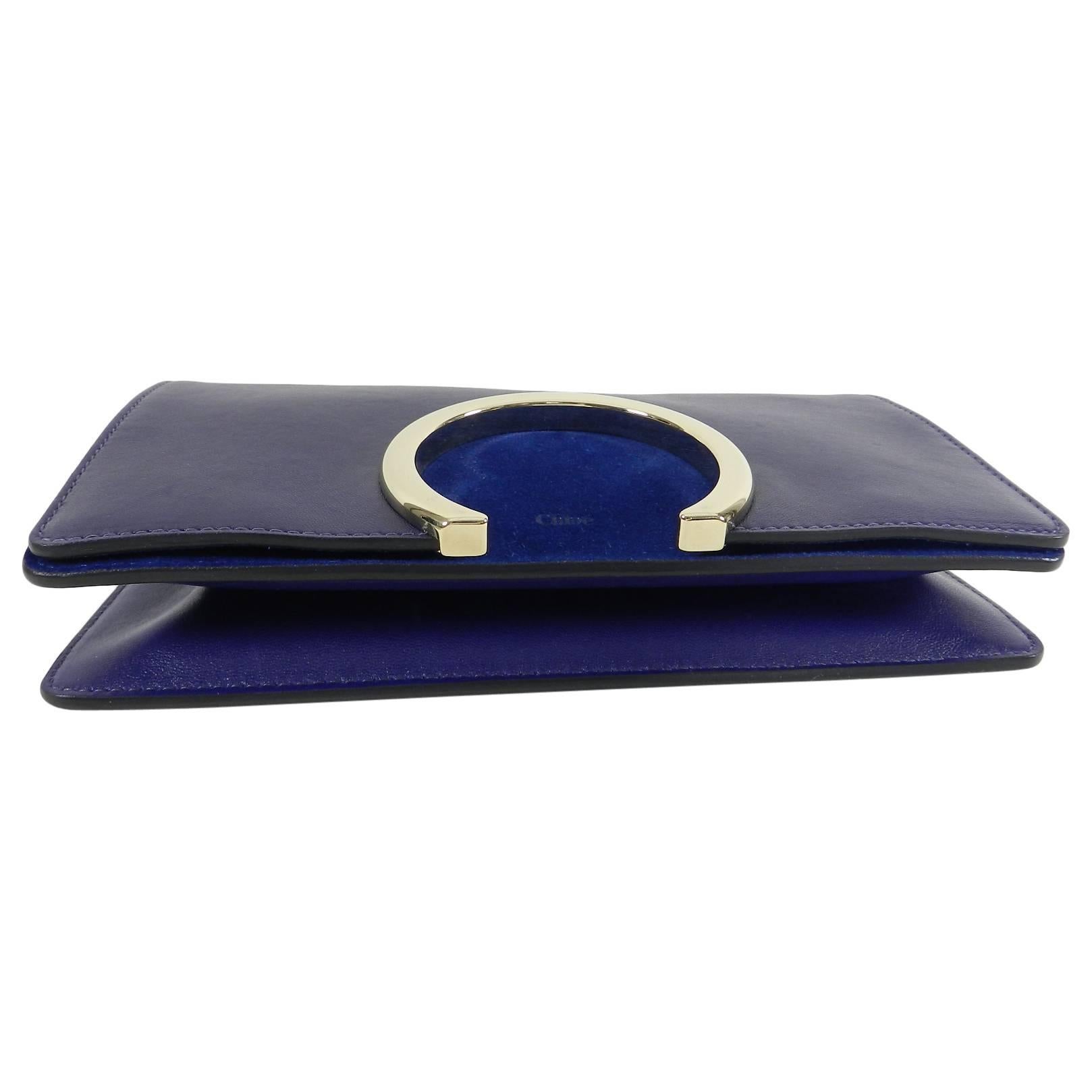 Women's Chloe Navy Gabrielle Clutch Navy Leather and Suede