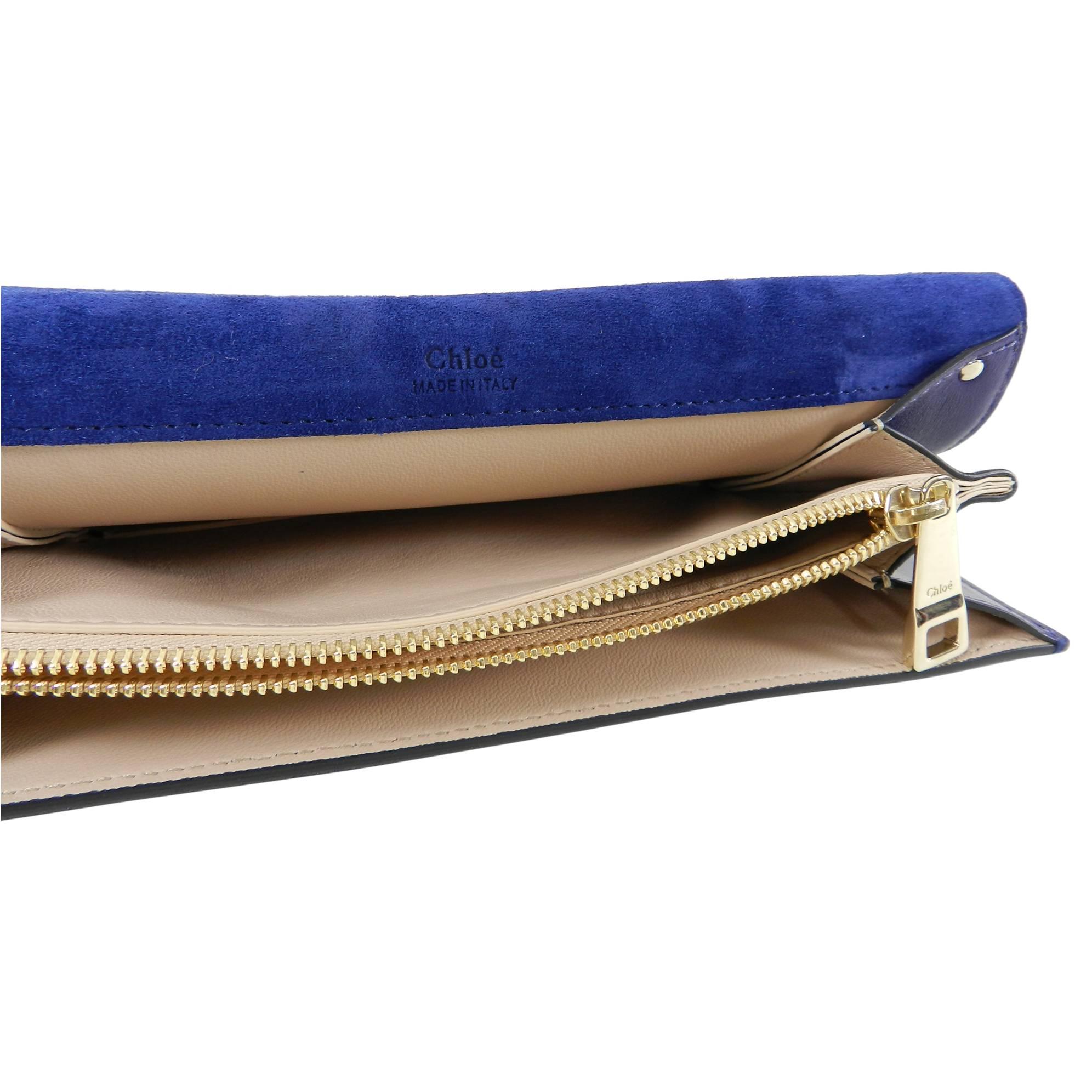 Chloe Navy Gabrielle Clutch Navy Leather and Suede 2