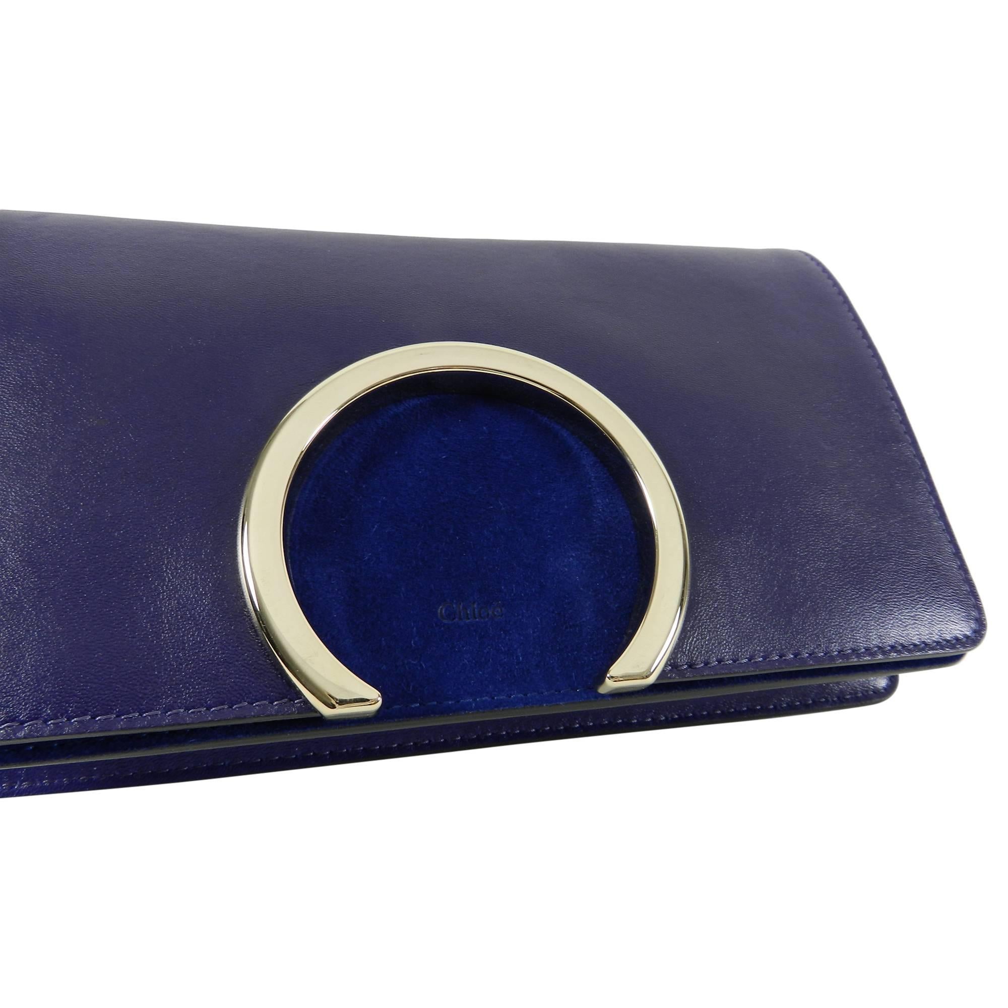 Chloe Navy Gabrielle Clutch Navy Leather and Suede 4