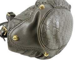 Gucci Guccissima Pewter Leather Monogram Hobo Bag with Gold Tone Hardware