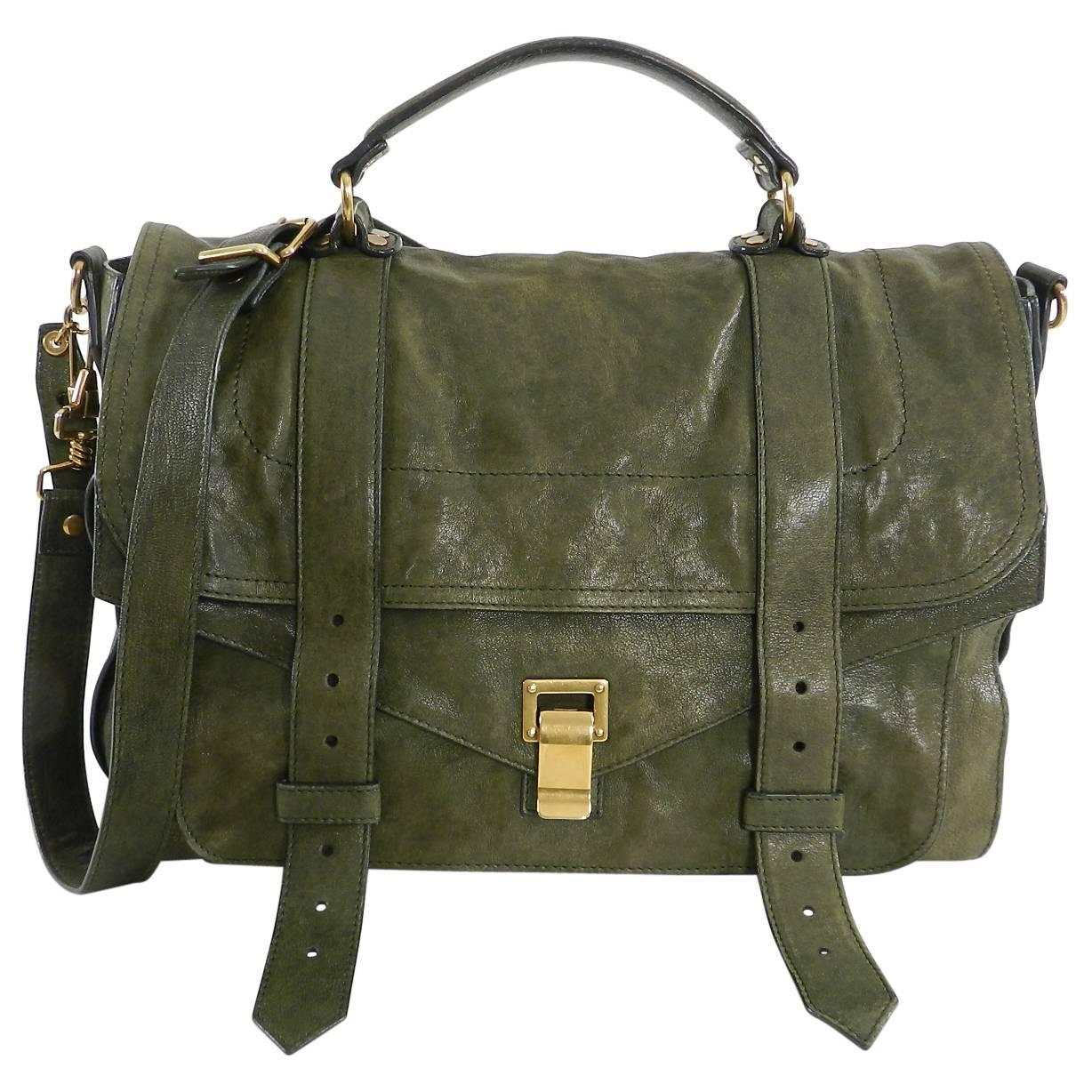 Proenza Schouler Large PS1 Olive Green Satchel Bag 