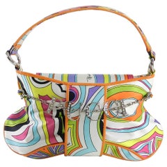 Emilio Pucci Silk Evening Bag with Jewelled Logo Charm