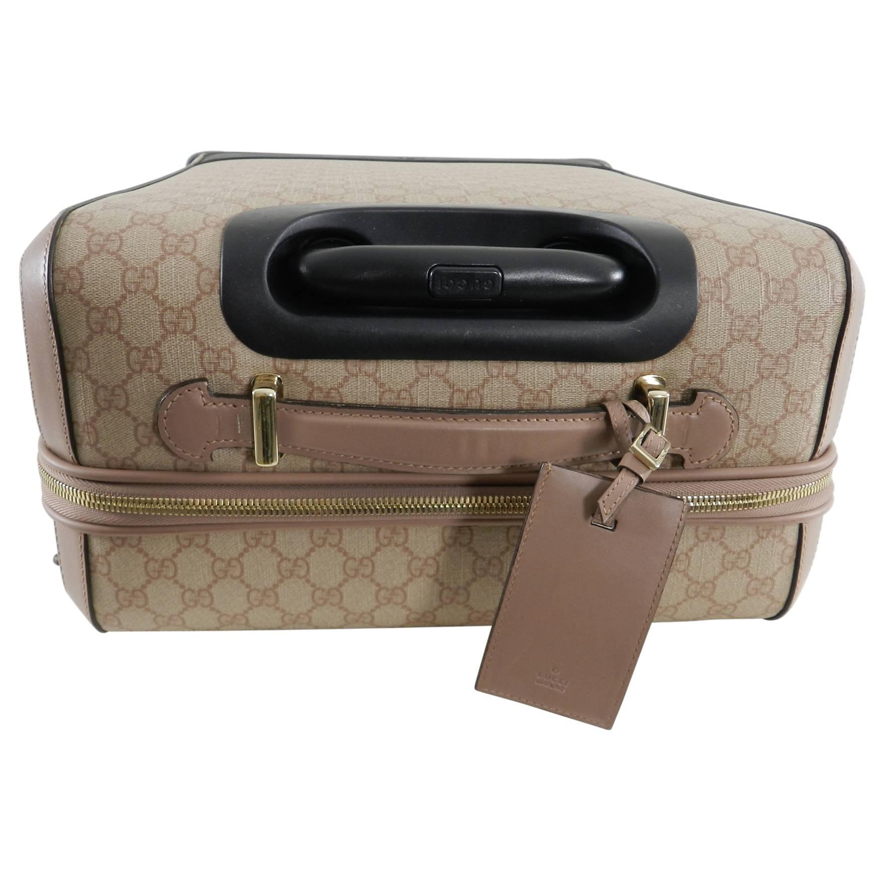 Gucci GG Supreme Monogram 4 Wheel Carry-on Luggage - Winter Rose 2