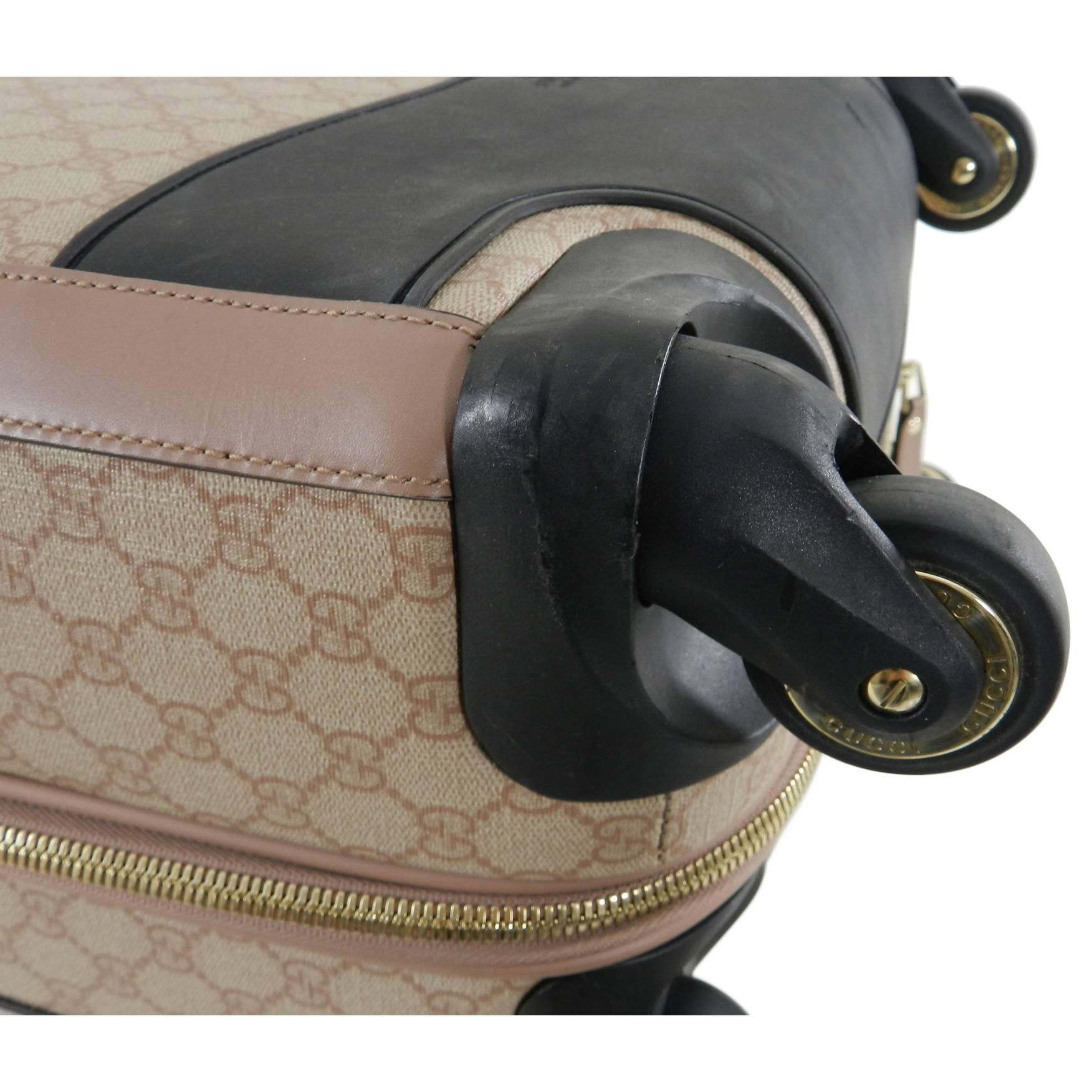 Women's Gucci GG Supreme Monogram 4 Wheel Carry-on Luggage - Winter Rose