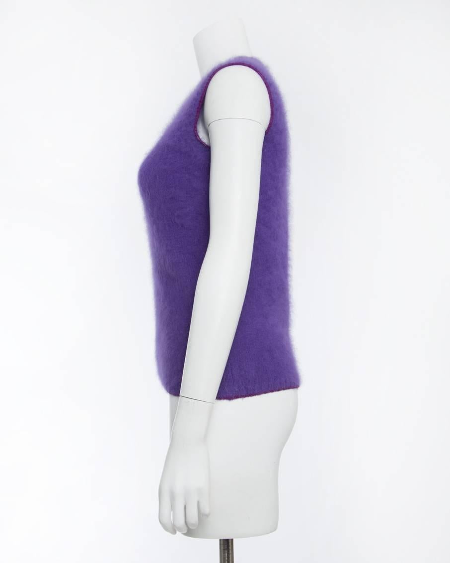 Women's Vintage 1990’s Gianni Versace Purple Angora Sleeveless Top 