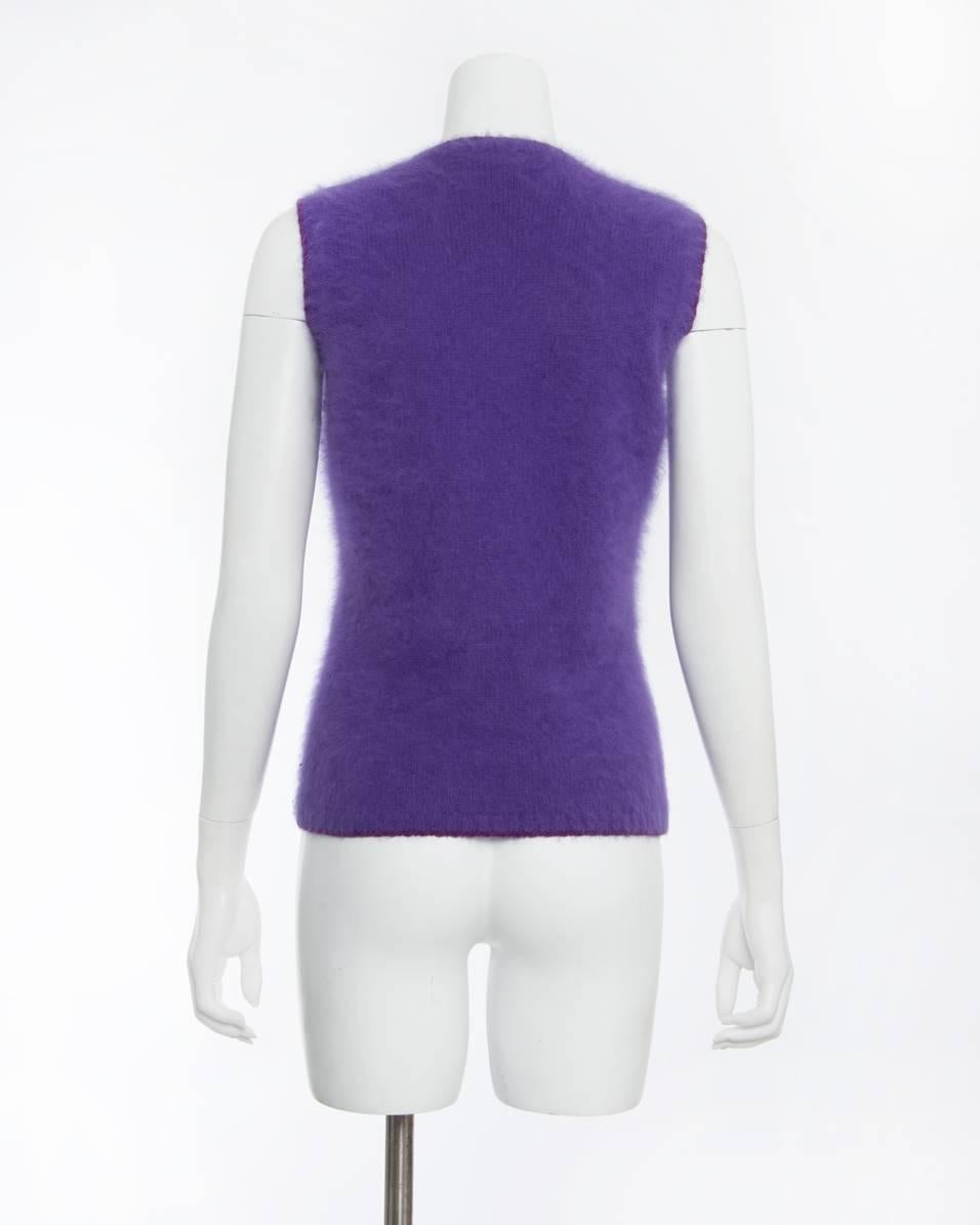 Vintage 1990’s Gianni Versace Purple Angora Sleeveless Top  In Excellent Condition In Toronto, ON