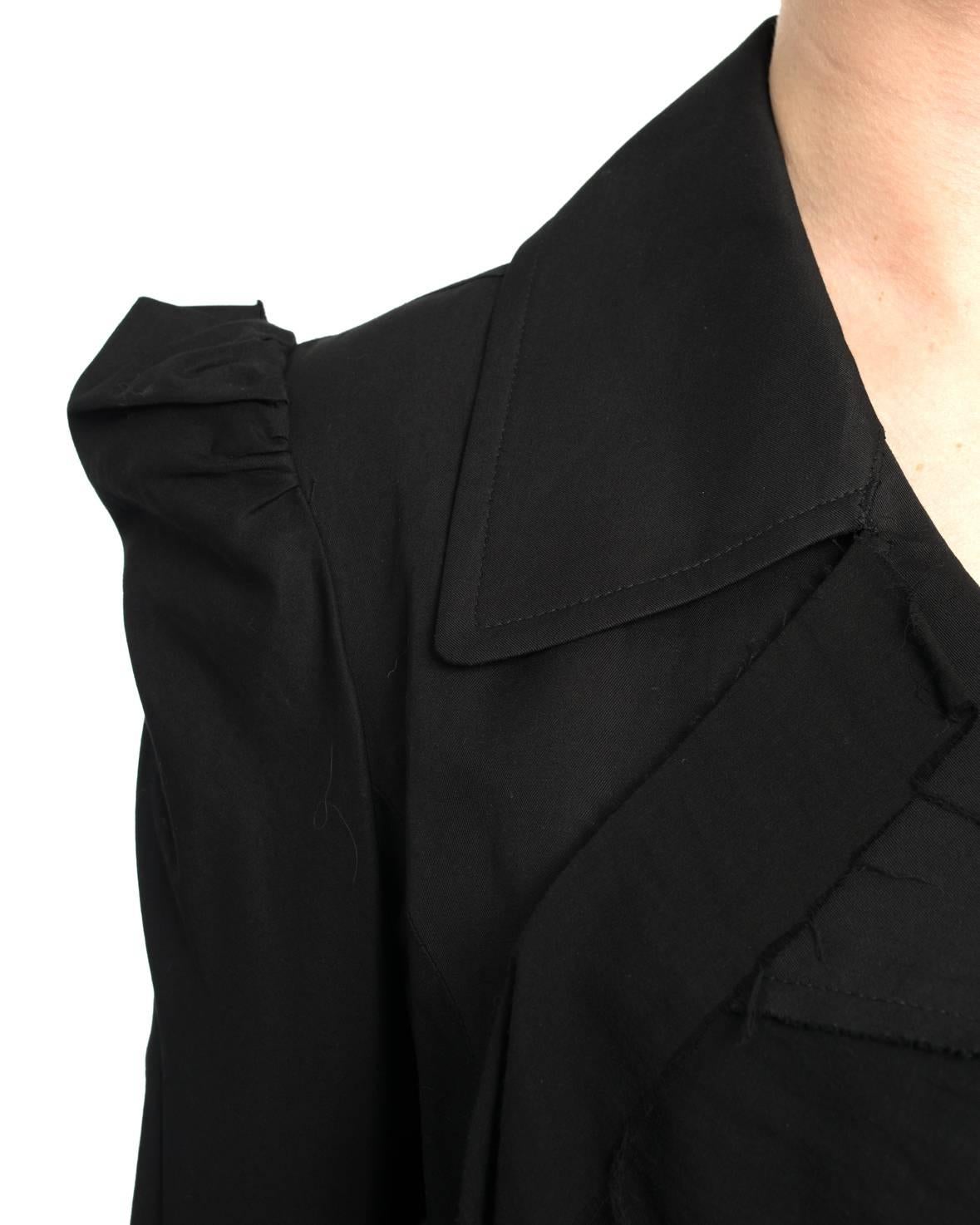 Women's Yohji Yamamoto Black Cotton Belted Jacket - S