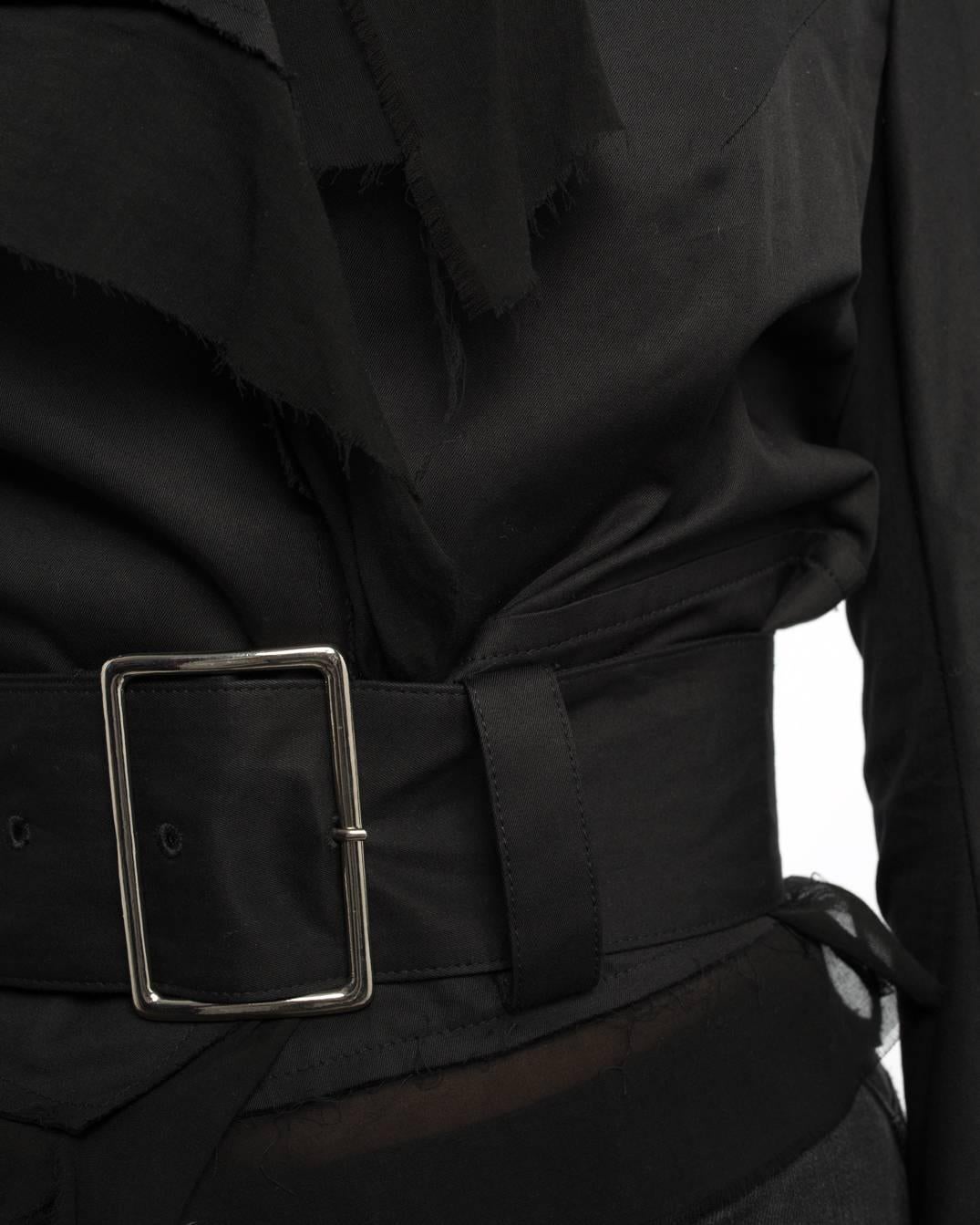 Yohji Yamamoto Black Cotton Belted Jacket - S 1