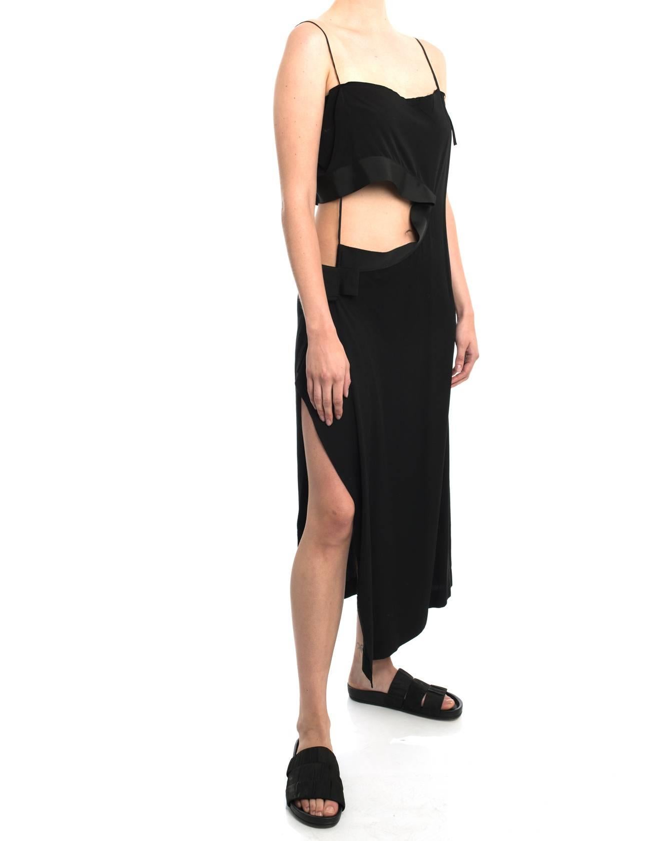 Yohji Yamamoto 2004 Black Long Column Dress with Cut out Waist Design 2