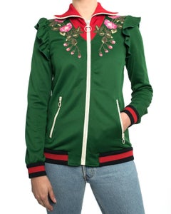 Gucci Pre-Fall 2017 Green Zip Front “Hollywood” Tiger Track Jacket - S