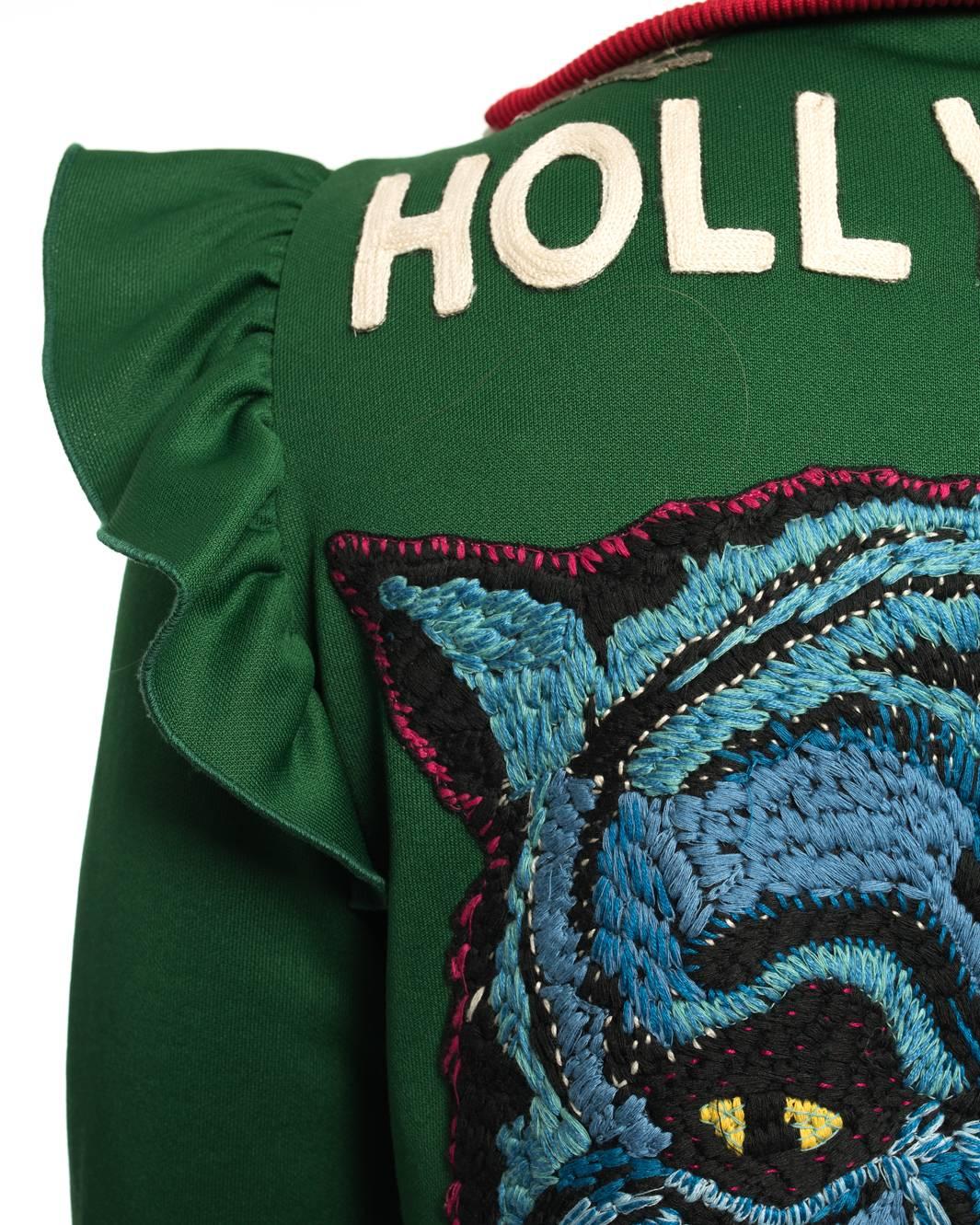 Gucci Pre-Fall 2017 Green Zip Front “Hollywood” Tiger Track Jacket - S In Excellent Condition In Toronto, ON