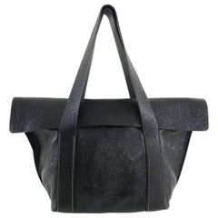 Used Brunello Cucinelli Black Glossy Tote Bag with Chain Detail