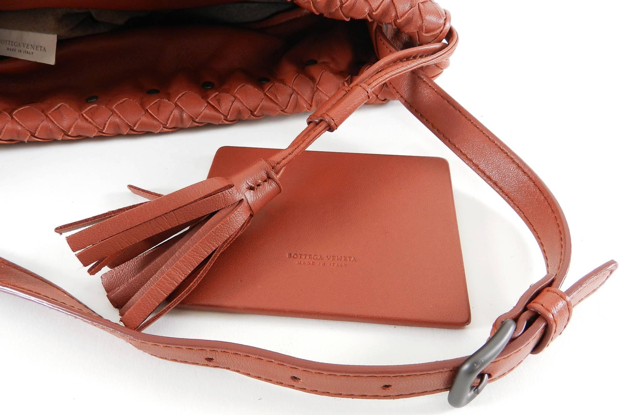 Bottega Veneta Brick Red Intrecciato leather Drawstring Bag 3