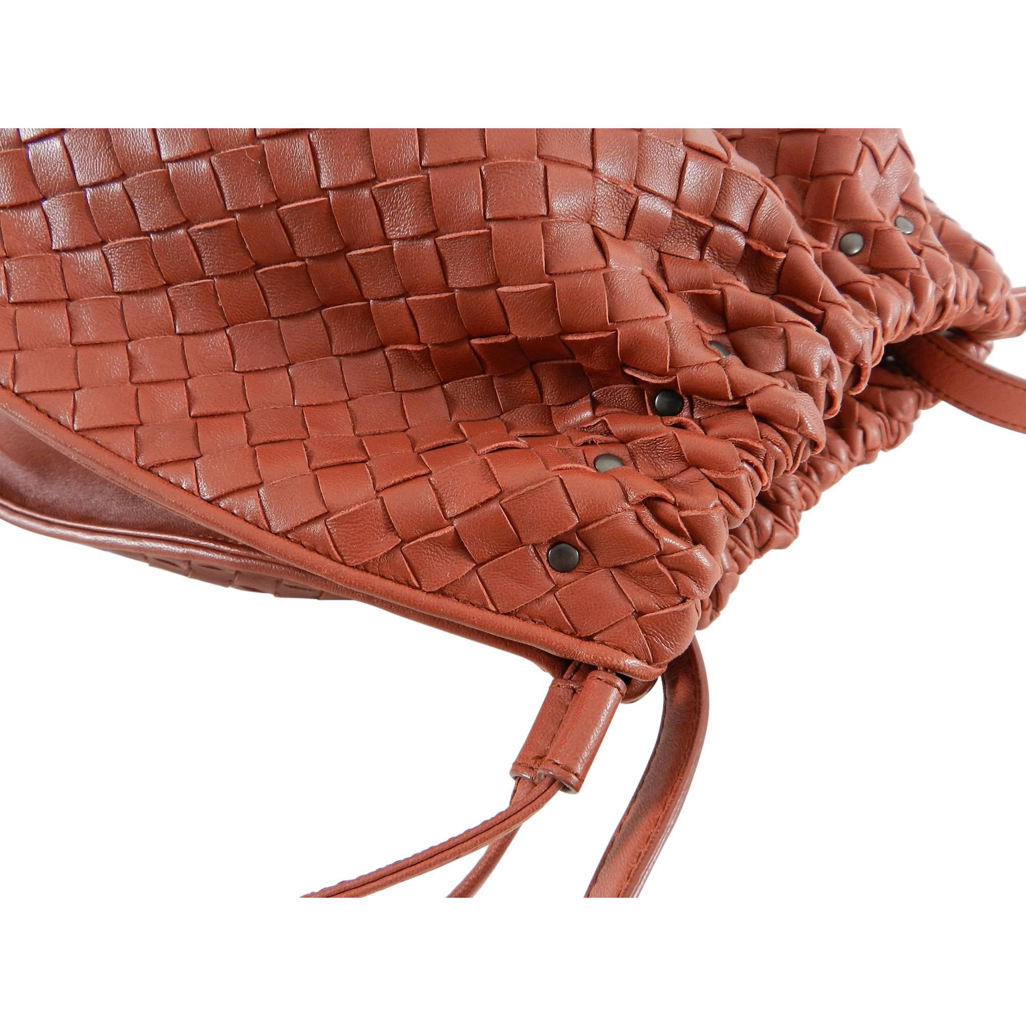 Bottega Veneta Brick Red Intrecciato leather Drawstring Bag 4