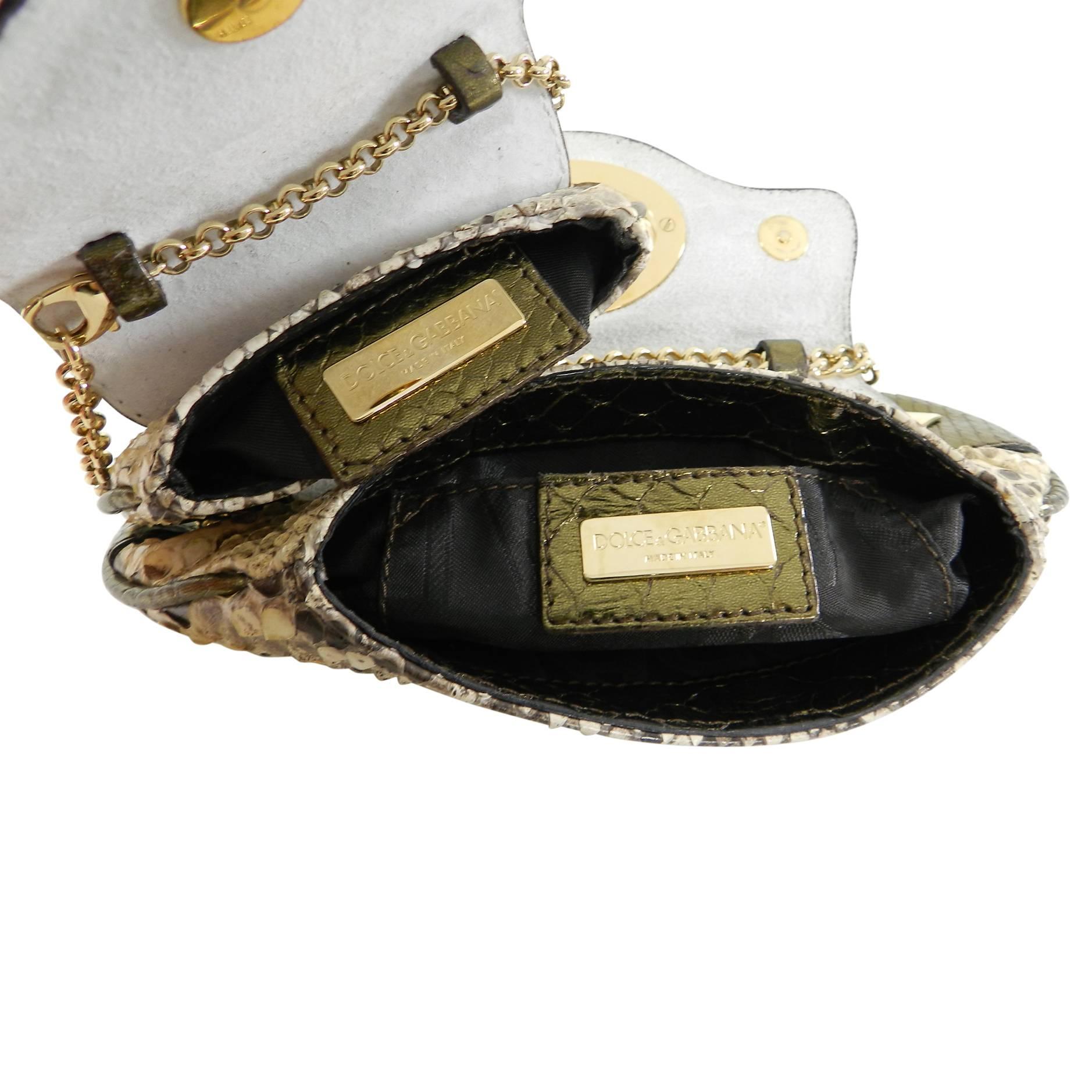 Dolce & Gabbana Bronze Python Micro Mini Bag and Coin Pouch Set 1