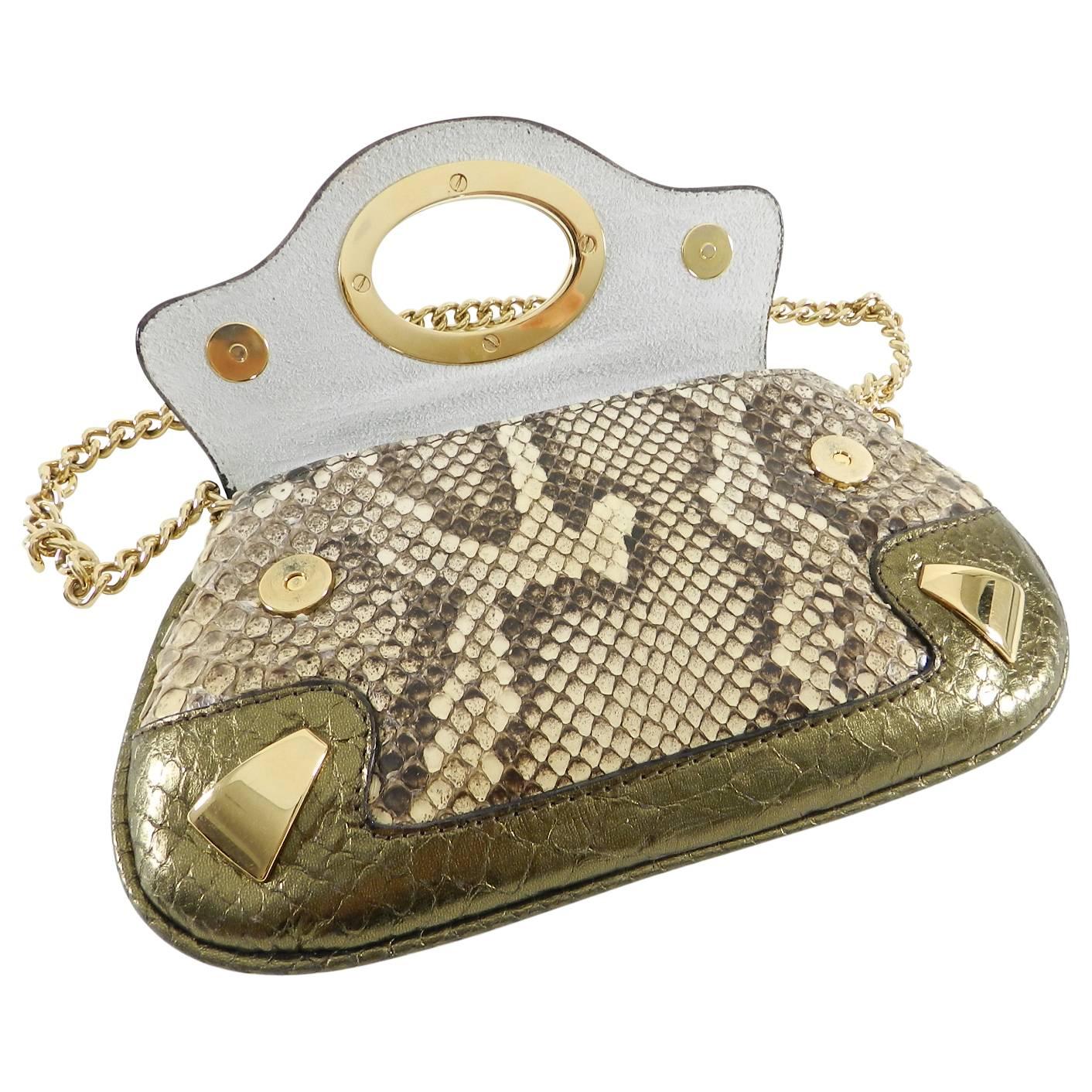 Dolce & Gabbana Bronze Python Micro Mini Bag and Coin Pouch Set 2