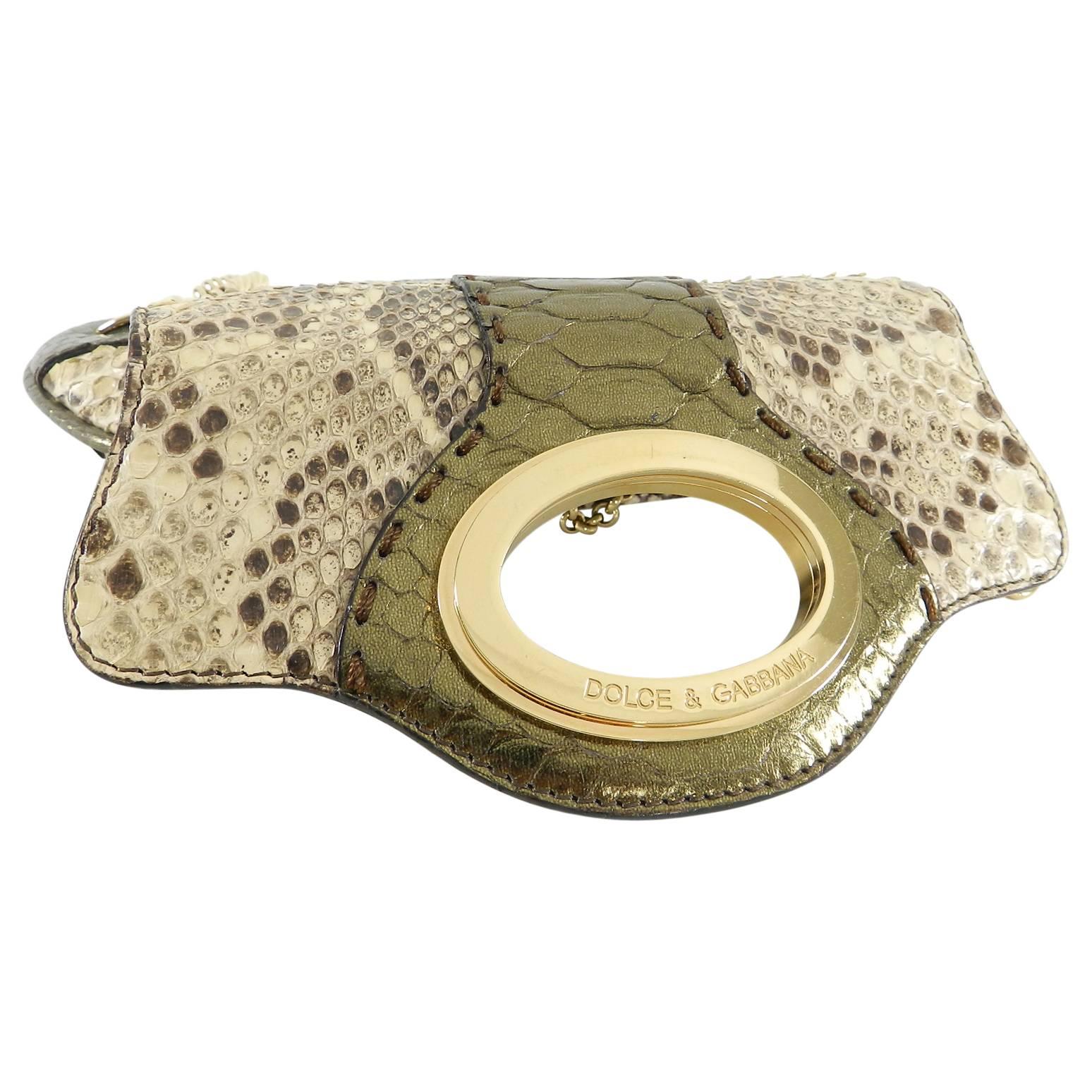 Dolce & Gabbana Bronze Python Micro Mini Bag and Coin Pouch Set 3