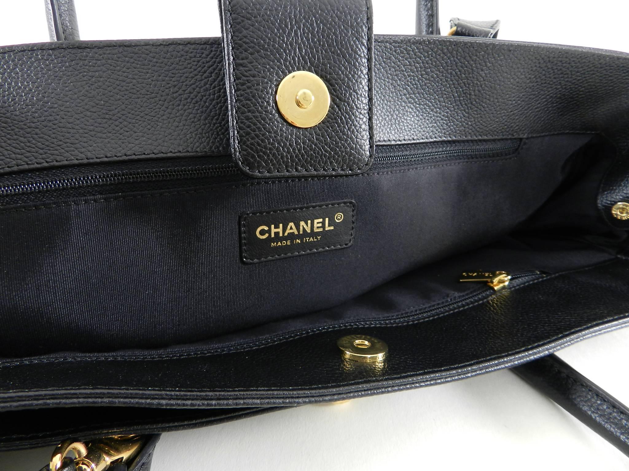 Women's Chanel Black Executive Cerf Tote Bag Gold Hardware