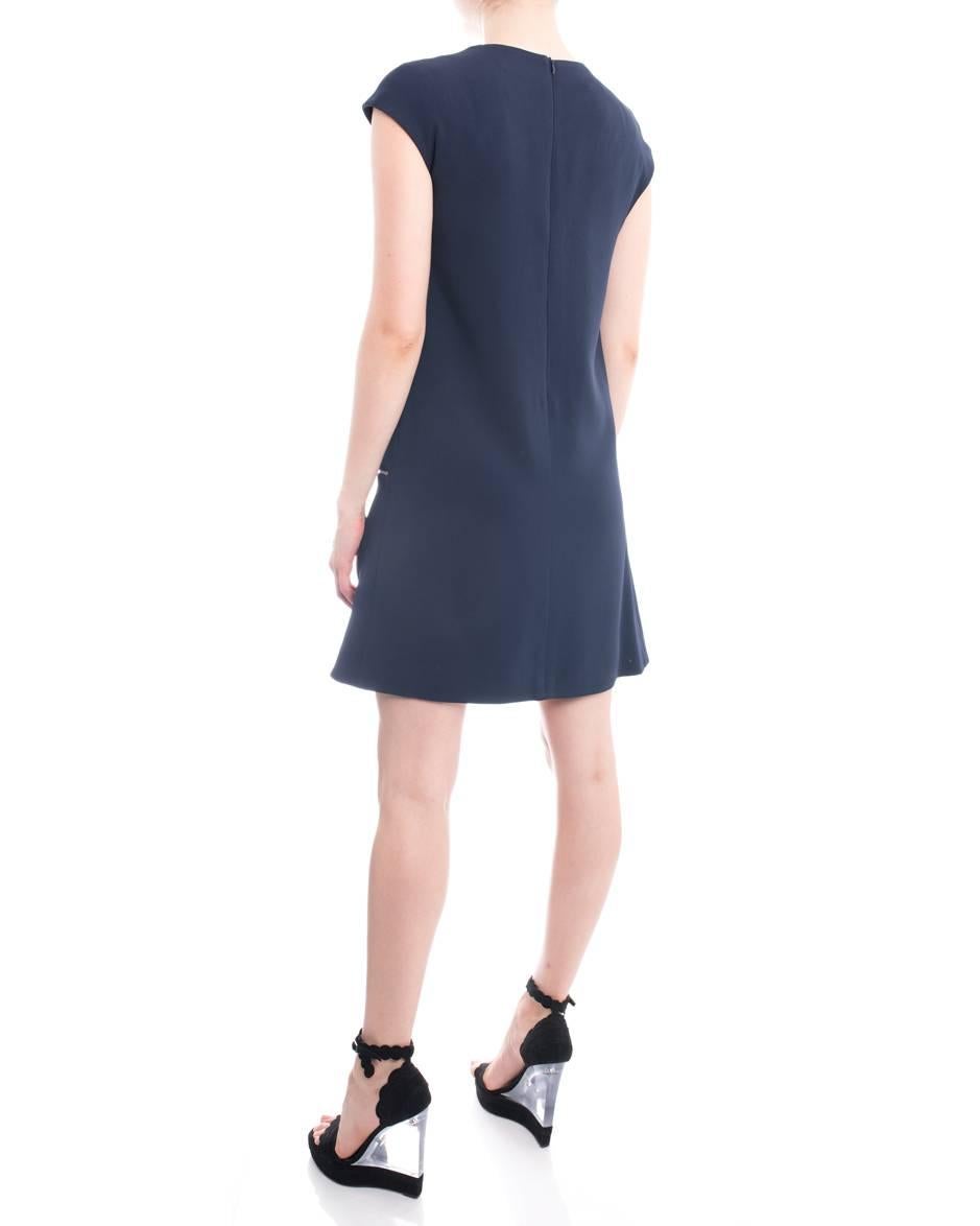 Women's Stella McCartney Navy Sleeveless Dress with Silvertone Zippers - 6