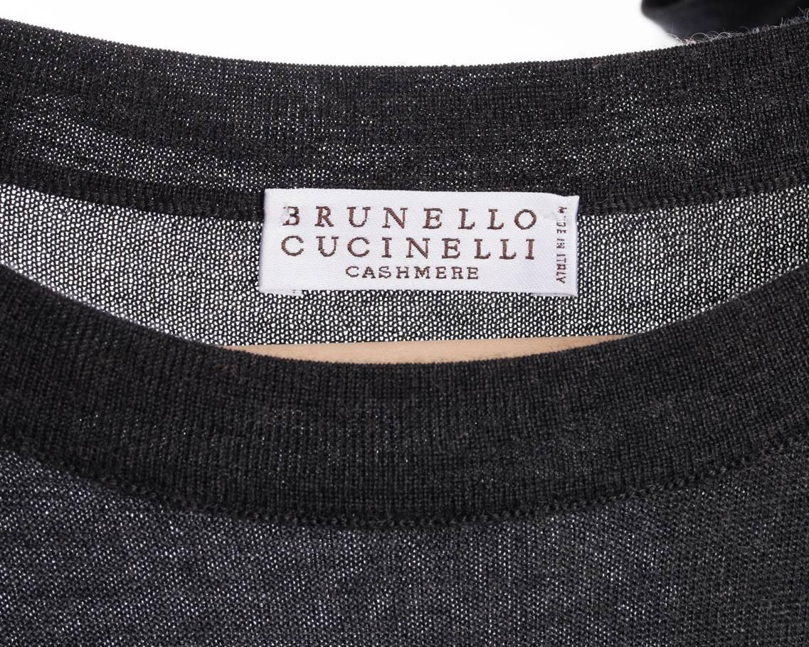 Brunello Cucinelli Long Grey Sleeveless Knit Cashmere Belted Dress - M 1