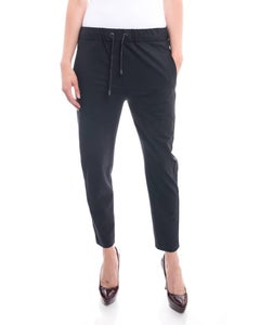 Brunello Cucinelli Charcoal Drawstring Trousers with Silver Chain Detail