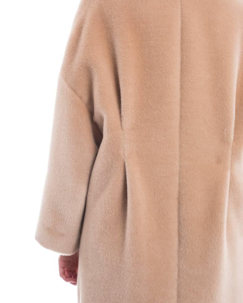 Women's Brunello Cucinelli Nude Alpaca Wool Oversized Coat - M